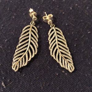 Pandora feather earrings, never worn